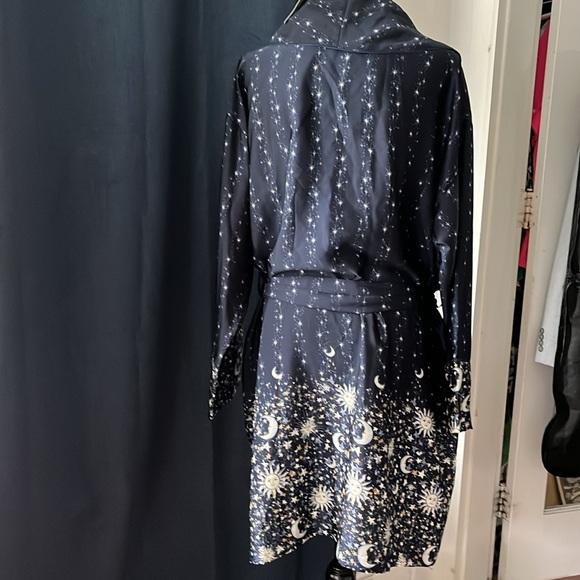 J.Crew navy blue new with tags, silky robe designed with moon and stars - Picture 3 of 10